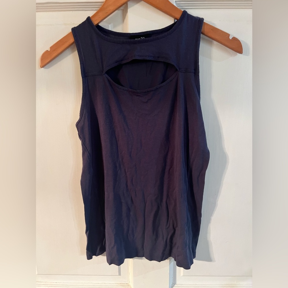 Front cut out Navy blue tank